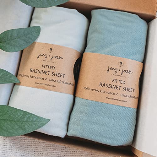 Joey + Joan 100% Jersey Cotton Fitted Bassinet Sheets 20x30 - 2 Pack