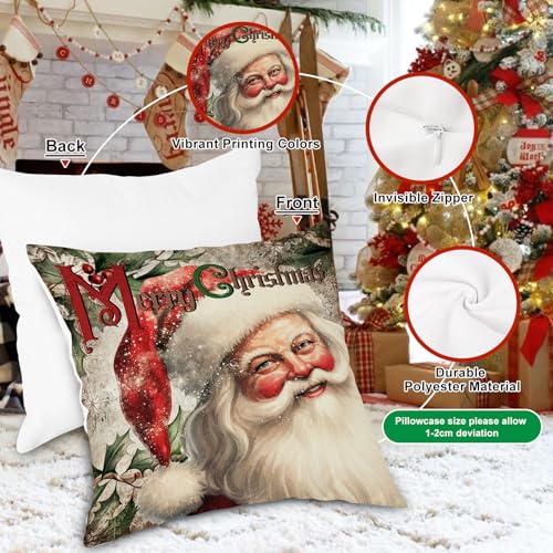 Lanpn Green 22x22 Christmas Throw Pillow Covers Set of 4 Holiday Decor