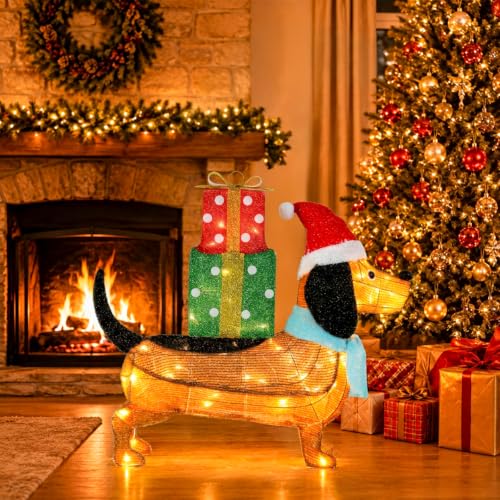 Lighted Christmas Dachshund Holiday Display 2.5ft x 2.3ft Outdoor Indoor Decor