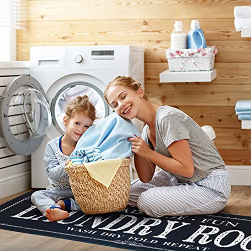 Non-Slip Laundry Runner Rug - 20x47 Inch Farmhouse Kitchen Floor Mat