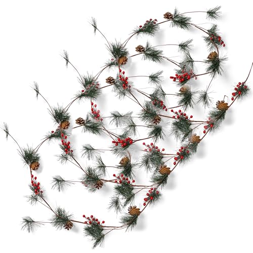 Pine and Berries Garland - Needles, Pinecone Berry Rustic Xmas