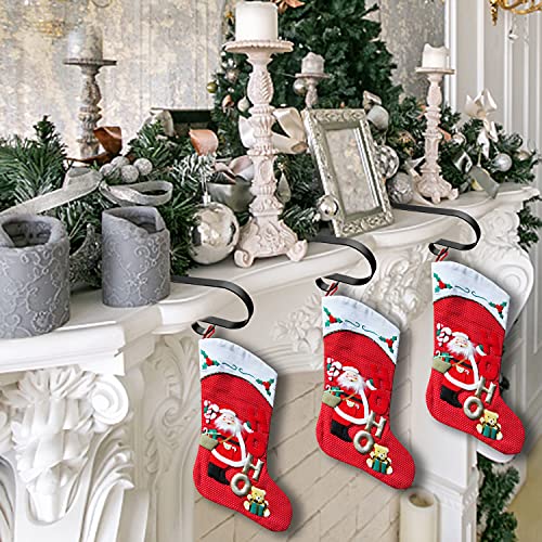 6-Piece Adjustable Metal Christmas Stocking Holders for Mantel, Black