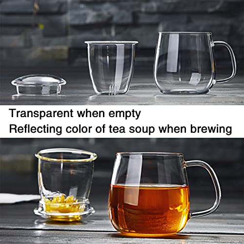 DOPUDO 17.6oz Borosilicate Glass Tea Cup with Infuser & Lid - Microwave Safe