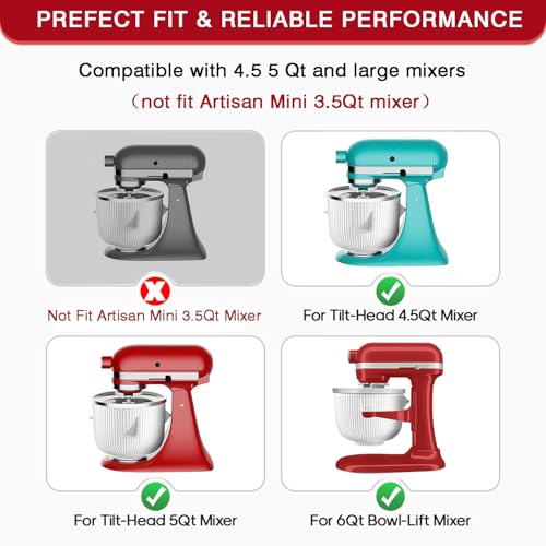 2-Quart Ice Cream Maker Attachment for Stand Mixers, 4.5QT to 6QT Models