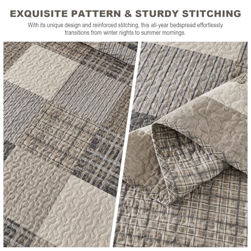 Oversized King Bedspread 120x120 | 100% Cotton Plaid Quilt Set