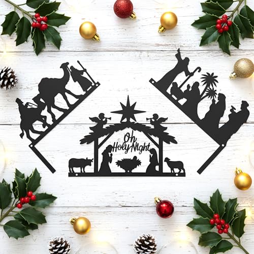 Blulu 3-Piece Metal Nativity Door Topper Set (Novel) – Wood-Free, Indoor/Outdoor Door Frames