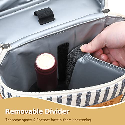 2-Bottle Insulated Wine Tote Bag - Padded Leakproof Wine Carrier for Travel