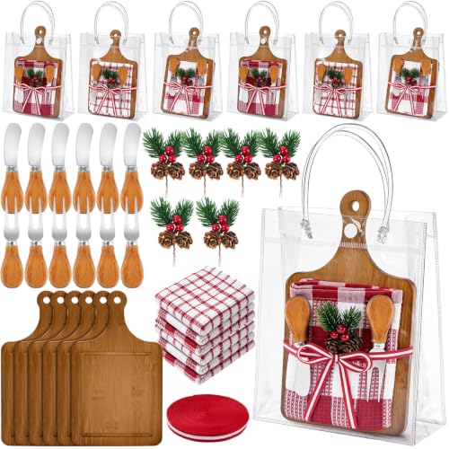 Dark Wooden Christmas Charcuterie Board Set - Bulk 6 Pieces Gift