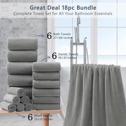 18-Piece Microfiber Bath Towel Set, Ultra-Soft Absorbent Shower Towels