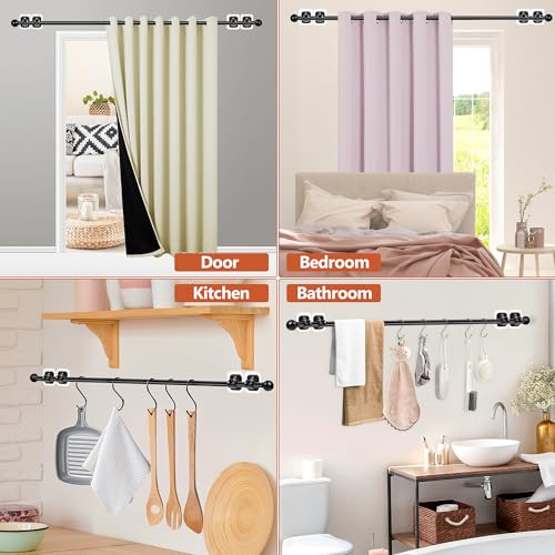 Adjustable Curtain Rod with No-Drill Adhesive Brackets, 16 to 48 Inch