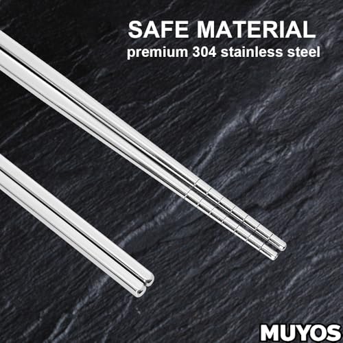 5 Pairs Stainless Steel Chopsticks - Reusable Non-Slip Metal Flatware