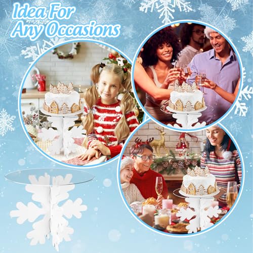 Whaline Snowflake Cake Stand 15.7in White Acrylic Dessert Display