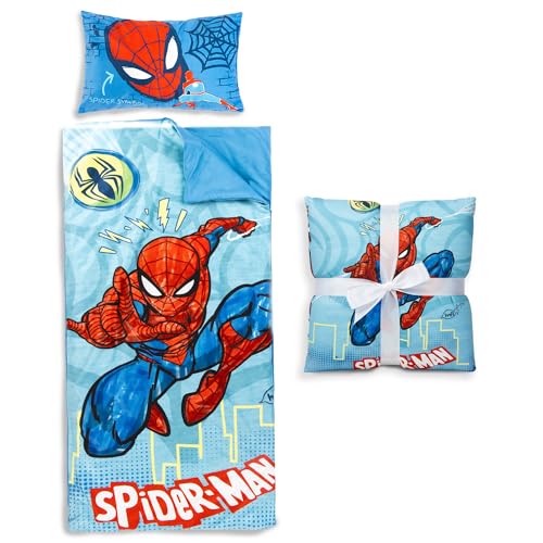 Spiderman Kids Slumber Bag and Pillow 2-Piece Set - 54 x 27 Inch