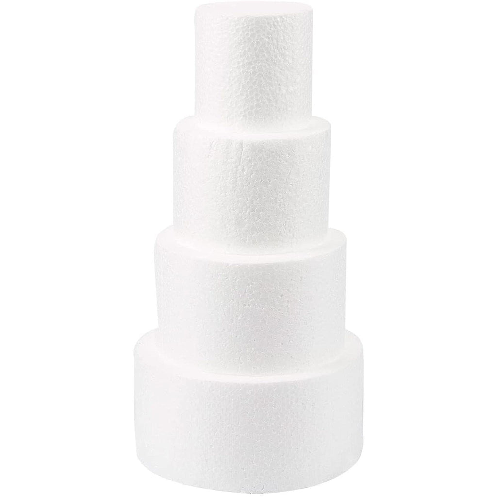 Juvale Round Foam Cake Dummy - 3", 4", 5" & 6" Dia x 3" H White 4-Pack - Cake Decorating Foam & Faux Wedding Props