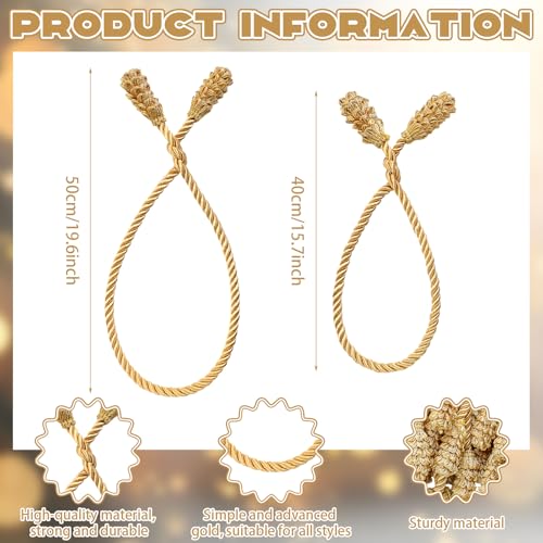 Riakrum 30 Pcs Gold Christmas Garland Twist Ties (2 sizes: 16” & 20”) for Banister Stairs – Sibling Variation Gold/30