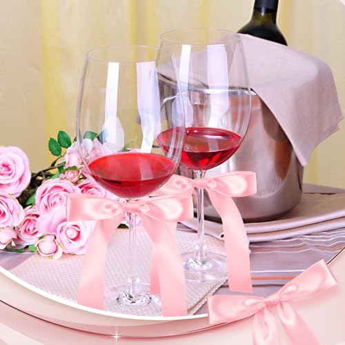 Pink Champagne Glass Bows - Set of 24 Elegant Wedding & Party Decorations