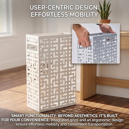Modern Square Metal Umbrella Stand - Space-Saving Entryway Rack, White