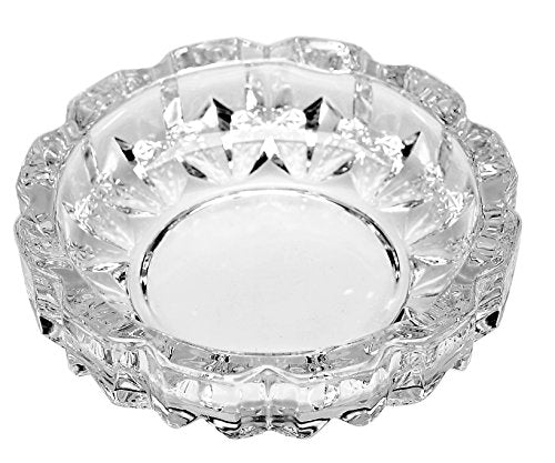 Heavy Duty Crystal Glass Ashtray - Round 5-Inch Modern Decorative Ash Tray