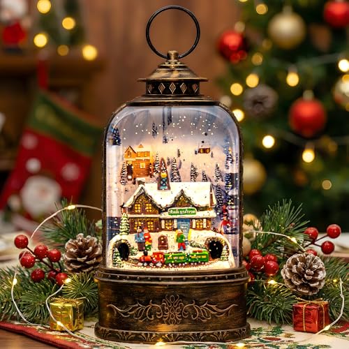 Lighted Musical Christmas Snow Globe Water Lantern - Train Station