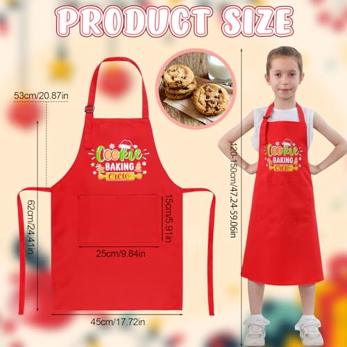 Christmas Kids Apron Red - Funny Cookie Baking Crew Toddler Chef Uniform, Adjustable for Girls & Boys