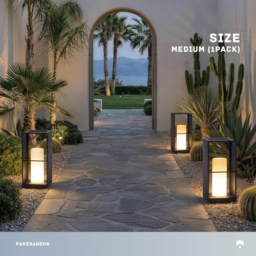 Outdoor Solar Lantern Waterproof IP65 Floor Lamp 16.93" with Remote Control