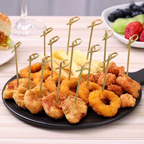 200 PCS Bamboo Knot Cocktail Picks, 4.7-Inch Appetizer & Fruit Skewers