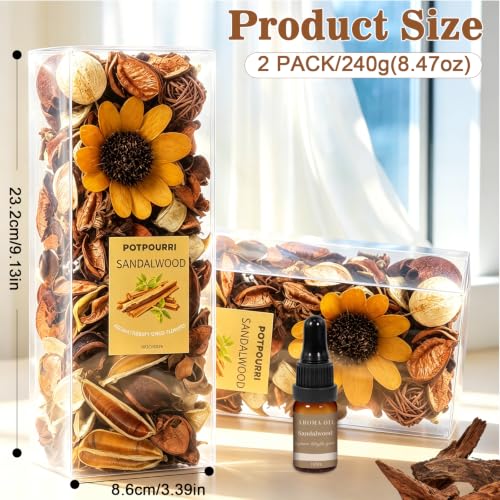 Sandalwood Scented Potpourri Bowl Filler Set with Essential Oil