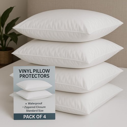 Deluxe Zippered Vinyl Pillow Covers by [Brand Name] - Waterproof Protectors for Standard 20"x29" Pillows | Ideal for Home, Hotel & Hospital Use