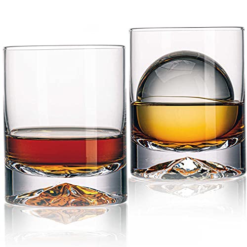 Crystal Whiskey Glasses - 12oz Double Old Fashioned Rocks Tumblers, Set of 2