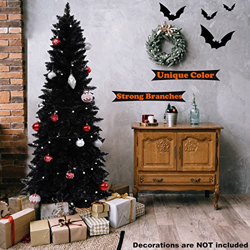Wabolay 7ft Black Pencil Slim Artificial Christmas Tree - Unlit Narrow Xmas Tree