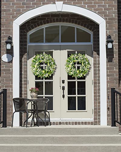 24-Inch Artificial Eucalyptus Wreath with Berries for Front Door Decor