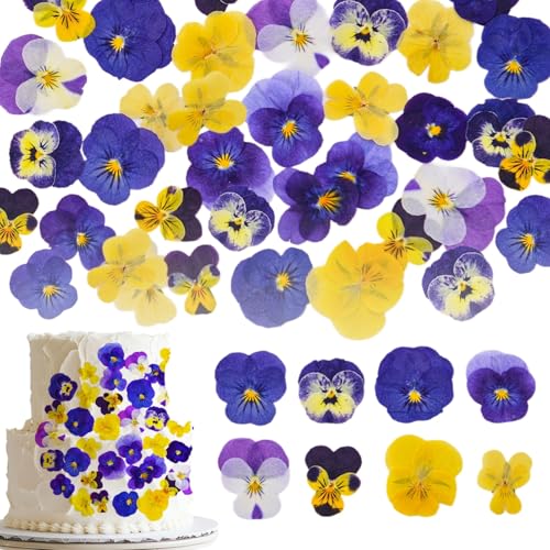 Natural Dried Pressed Edible Flowers for Cake Toppers & DIY Crafts, 40 Pcs