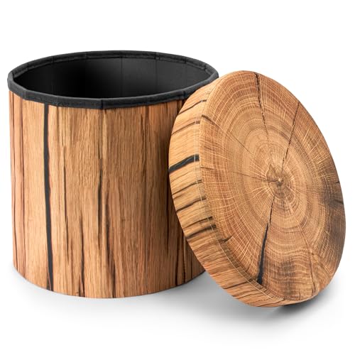 Sorbus Tree Stump Storage Ottoman Footrest - 15 Inch Brown Log Stool (1 Pack)