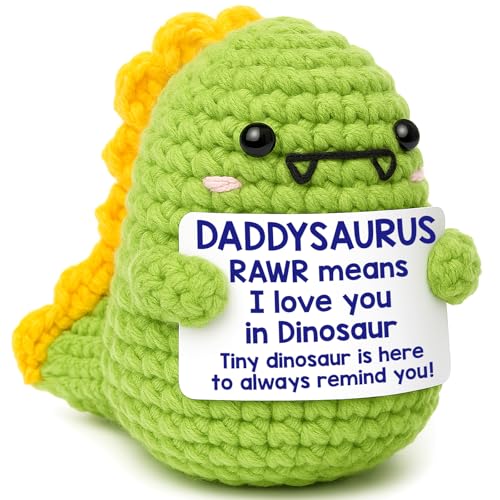 Handmade Crochet Dinosaur Keepsake - DaddySaurus Desk Decor Gift for Dad