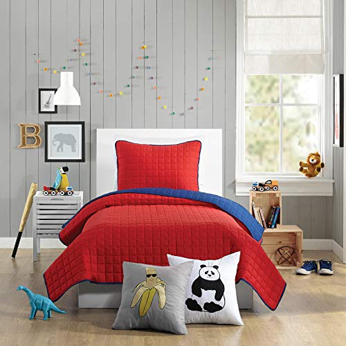 URBAN PLAYGROUND Twin Quilt Set - Ayer Red Kids Bedding 2-Piece, Microfiber All Season