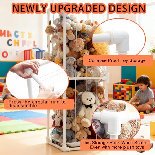 58" Extra Large Stuffed Animal Storage Organizer - Vertical Plush Toy Zoo Cage