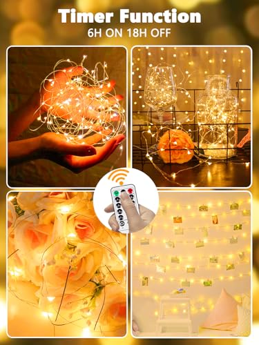 YIQU 3 Pack 78ft 240 LED Battery Operated Fairy Lights with Remote