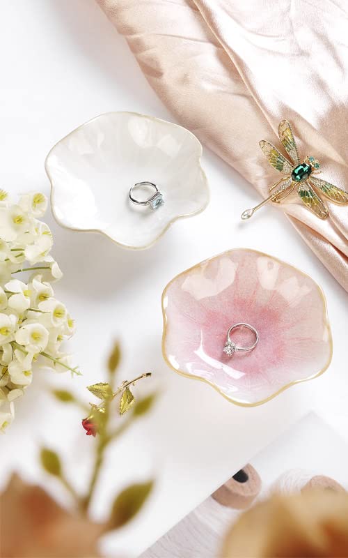 Ceramic Lotus Leaf Jewelry Dish - Pink Decorative Ring & Trinket Tray