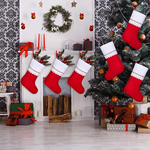 ANVAVO 16 Pack Christmas Stockings 18 Inch Red Felt Holiday Fireplace Decorations