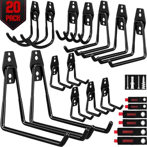 20-Piece Heavy Duty Garage Storage Hooks Set with Cord Organizer