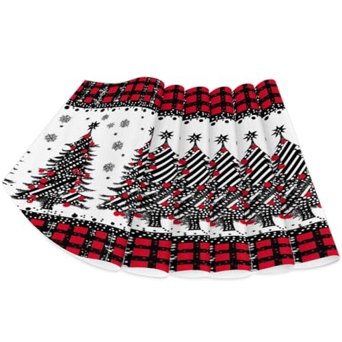 Buffalo Tree Christmas Placemats Set of 4 - Wedge & Round Holiday Table Decor