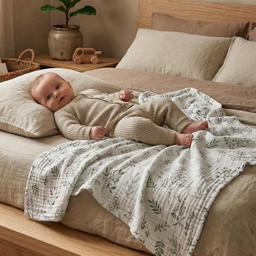 LYRICHOM Organic Cotton Muslin Swaddle Blankets 3 Pack, 38x40 Bright Colors