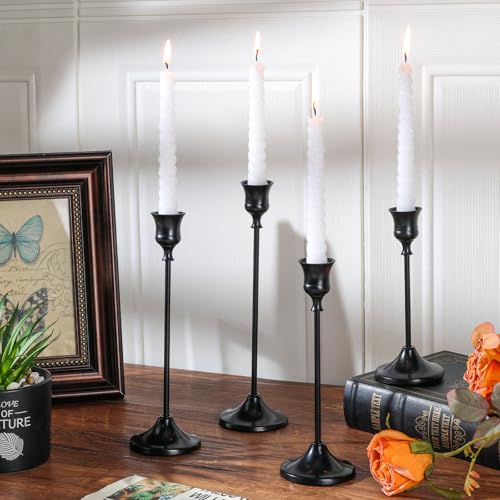 Metal Taper Candle Holder Set - 6PCS Elegant Black Holders