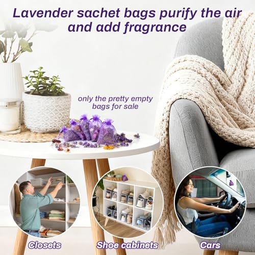 50 Pack Purple Organza Sachet Bags 3x4 Inch for Potpourri and Dried Flowers