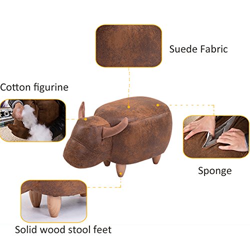 Decorative Cow Storage Ottoman Footstool with Upholstered Seat