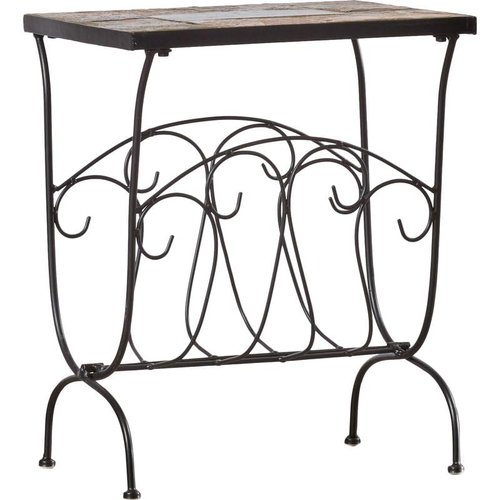 Zhongma End Table with Magazine Rack with Slate Table Top, Solid Real Stone, Side Table, Accent Table