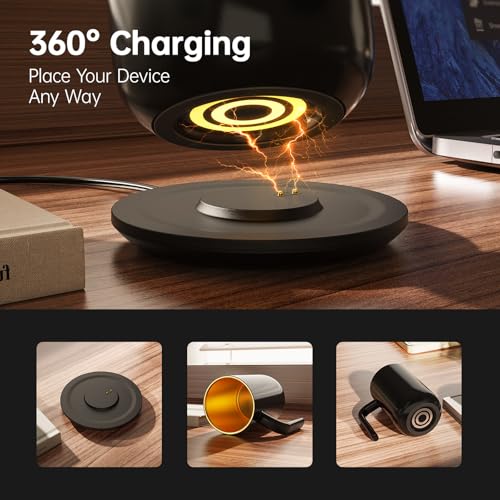 FEPPO Black 16oz Heated Coffee Mug Warmer with Titanium Coating & Digital Display