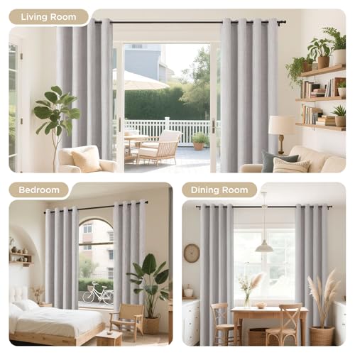 84-Inch Linen Blackout Curtains - Thermal Insulated, Noise Reducing Drapes