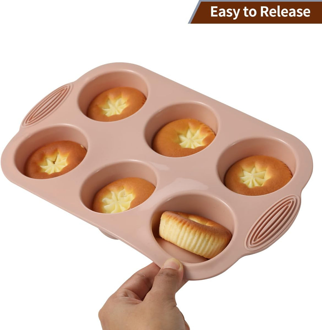 Skiennix 10-in-1 Nonstick Silicone Baking Set - BPA Free Heat Resistant Molds for Muffins, Loaves, and More (Pink)