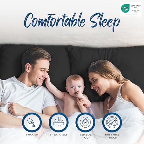 Utopia Bedding 4 Pack Waterproof Pillow Protectors with Zipper King Size (Black), Bed Bug and Dust Mite Proof Pillow case Covers, Moisture Wicking Pillow Encasements 20 x 38 Inches